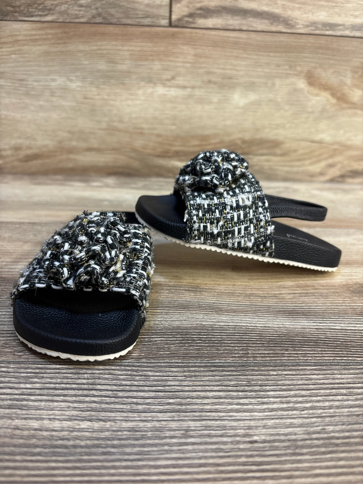 Janie & Jack Woven Pool Slides Black sz 6c