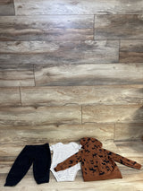Simple Joys 3pc Moose Print Fleece Full Zip Jacket Set Brown sz 18m