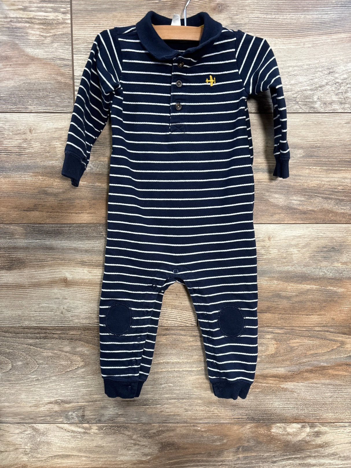 Carter's Striped Polo Henley Coverall Navy sz 18m