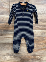 Carter's Striped Polo Henley Coverall Navy sz 18m