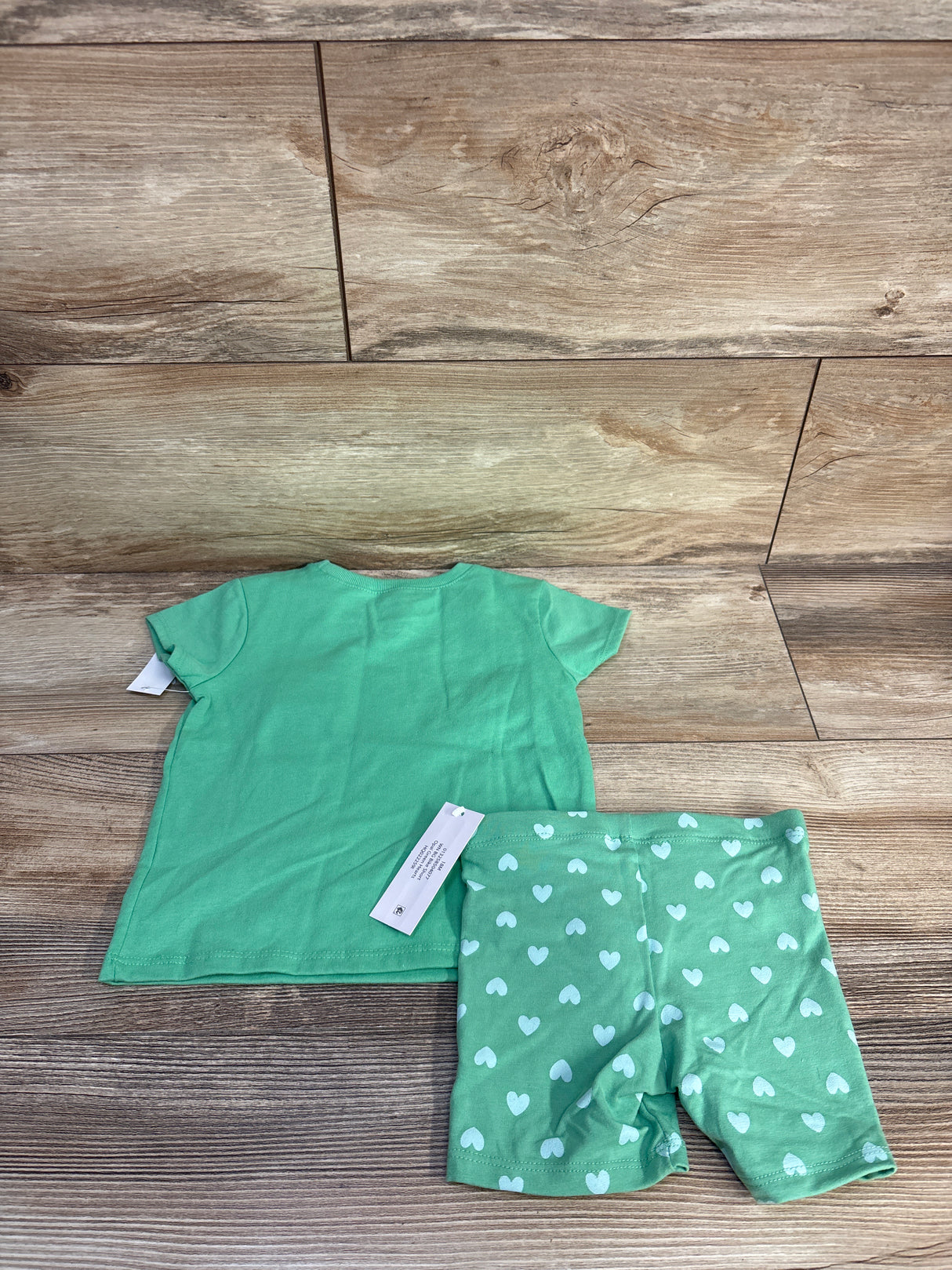 NEW Wonder Nation 2pc Pearfect Shirt & Bike Shorts Set Green sz 18m