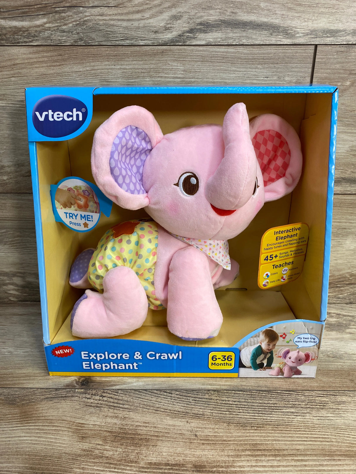 NEW VTech Baby Explore and Crawl Elephant, Pink