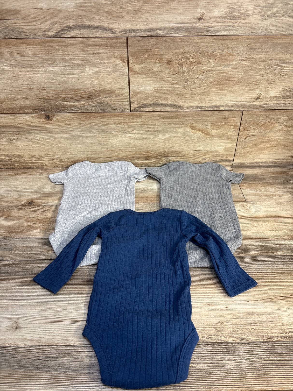 Child Of Mine 3pk Ribbed Bodysuit Set Grey sz 6-9m