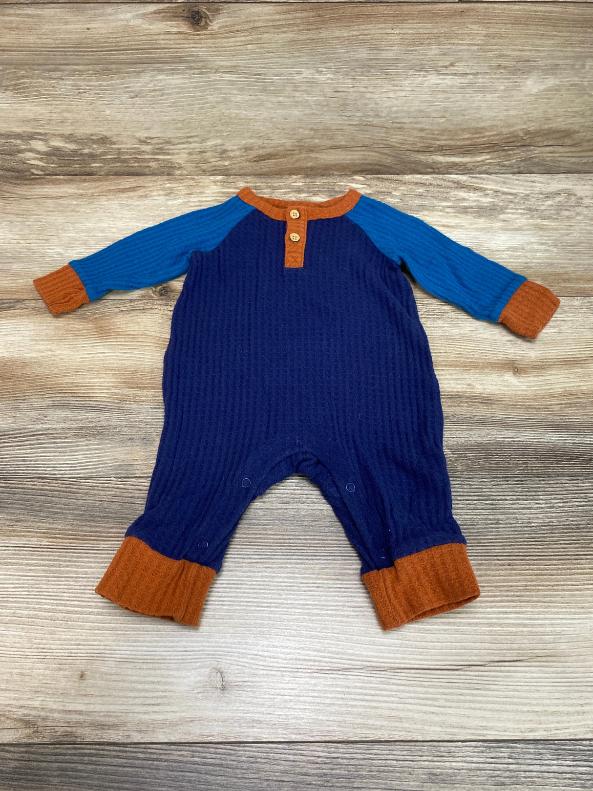 Cat & Jack Henley Waffle Coverall Blue sz 0-3m