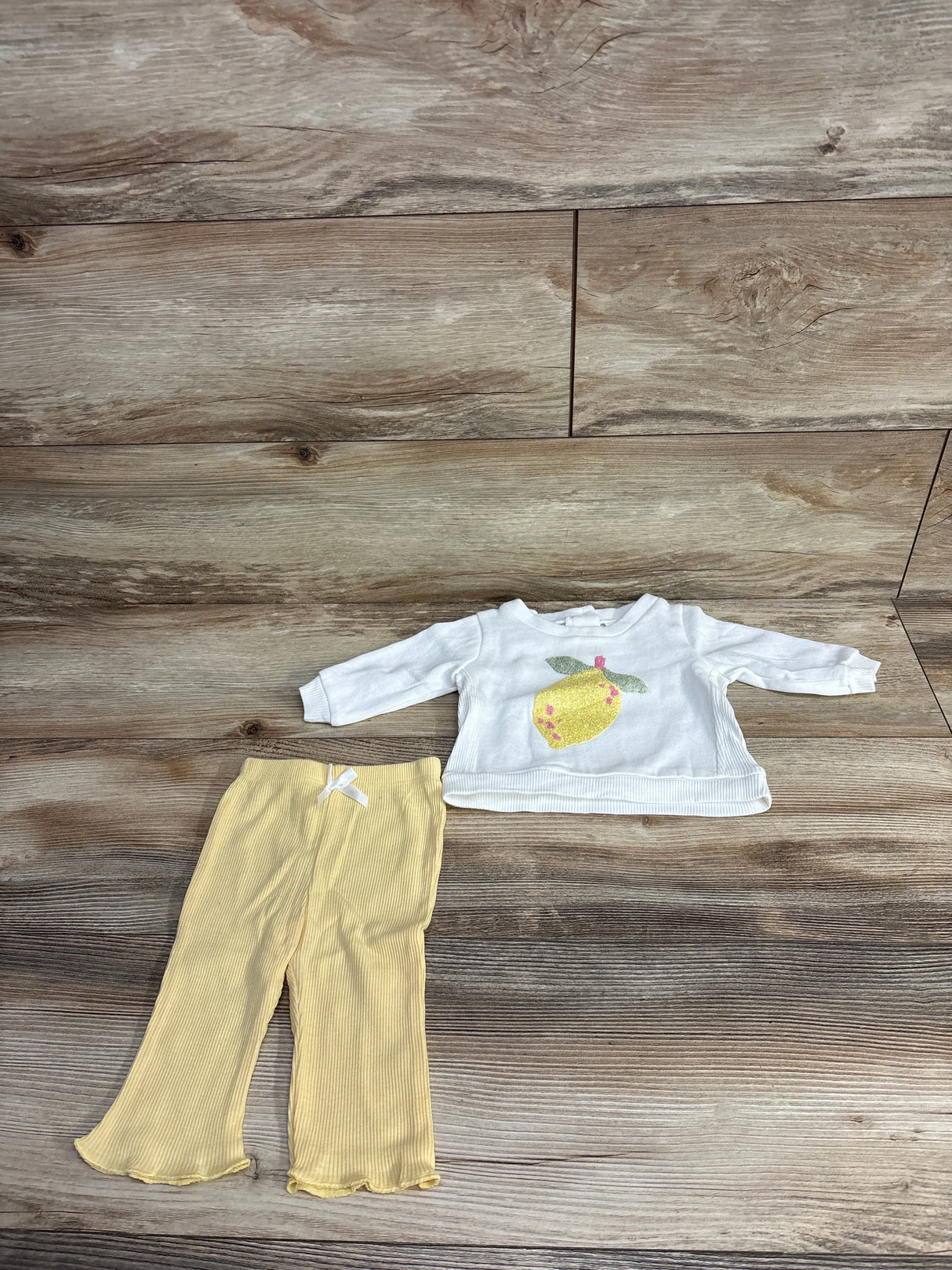 Nicole Miller 2pc Lemon Print Sweatshirt & Bottoms Set White sz 0-3m