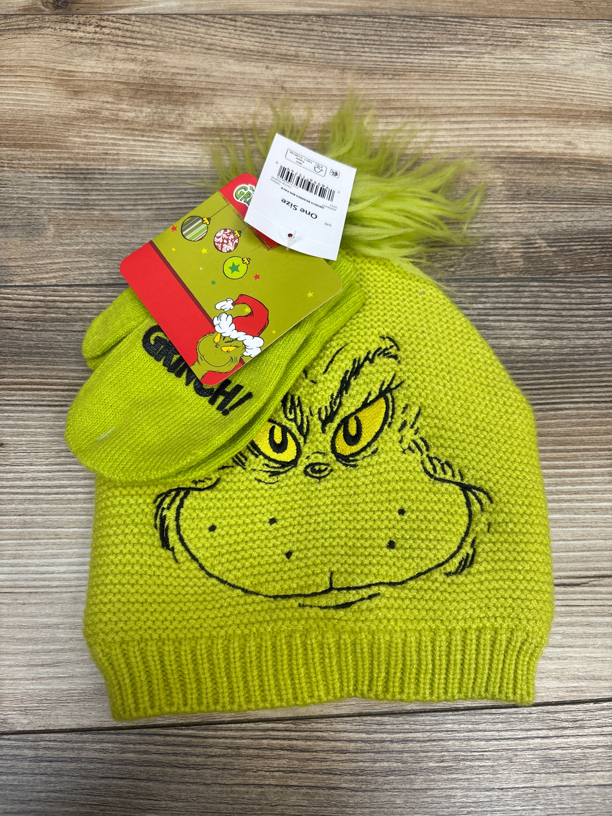 NEW Dr. Seuss 2pc The Grinch Hat & Gloves Set Green One Size
