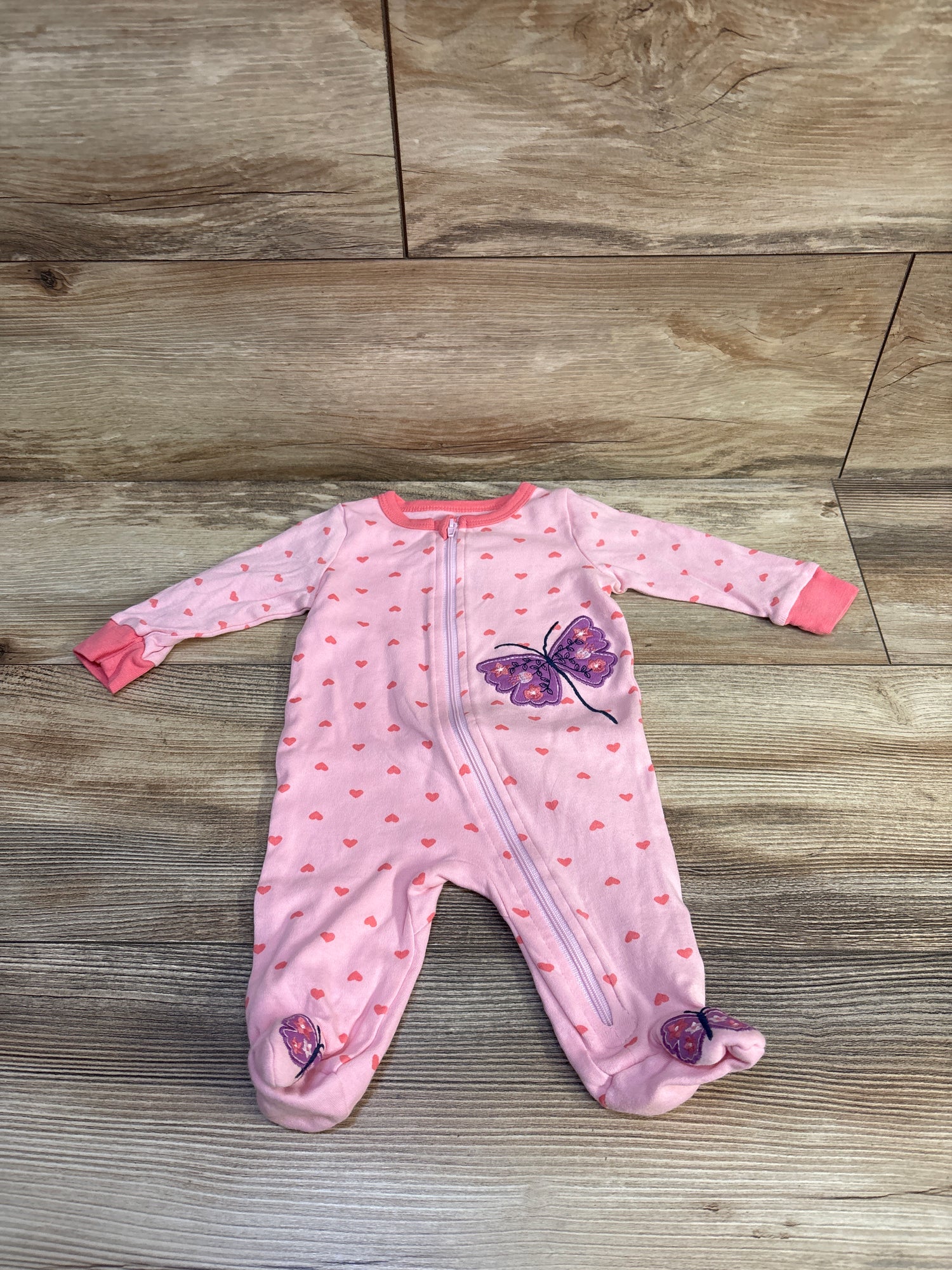 Koala Baby Heart Print Sleeper Pink sz 3m