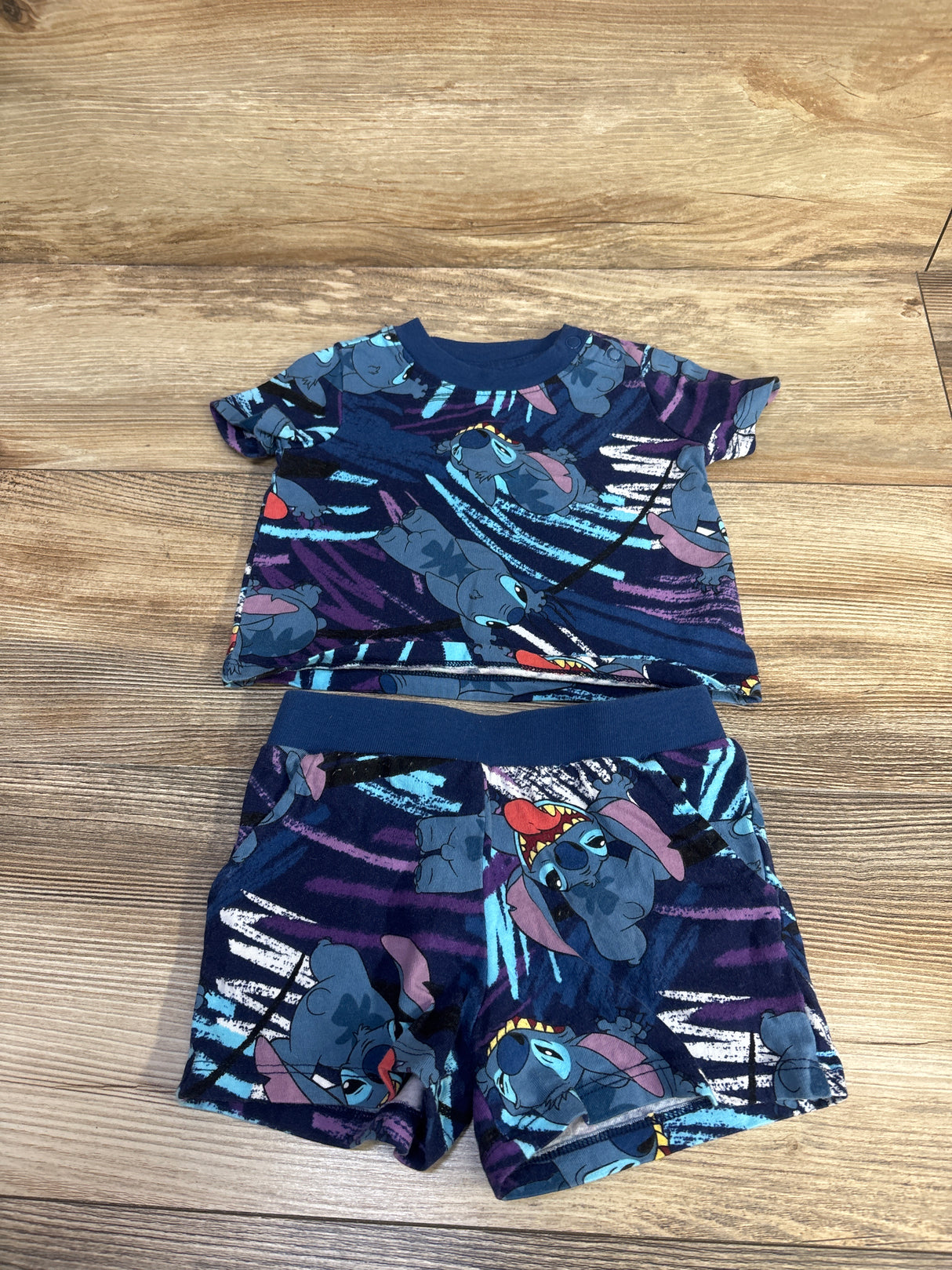 Disney Store 2pc Lilo & Stitch Pajama Set Blue sz 6-9m