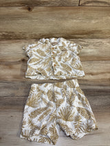 Bearpaw 2pc Rayon/Linen Blend Button-Up Shirt & Shorts Set White sz 3/6m