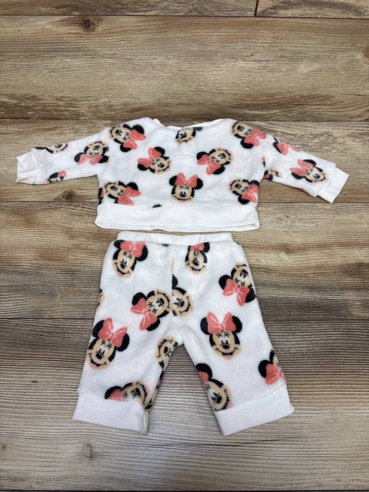 Disney Baby 2pc Plush Minnie Mouse Sweatshirt & Joggers Set White sz Newborn