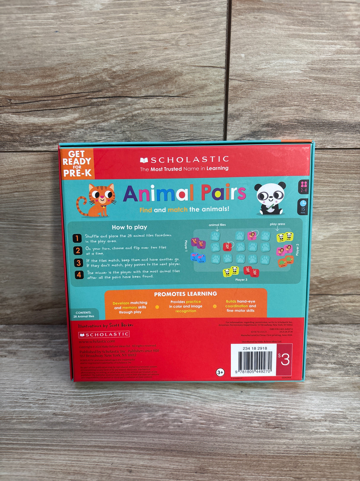 Scholastic Animal Pairs Matching Card Game