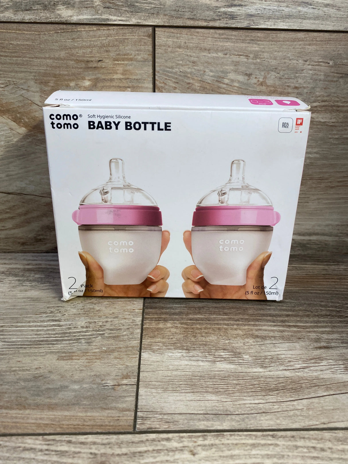 NEW Comotomo Silicone Bottle Pink 5oz, 2pk