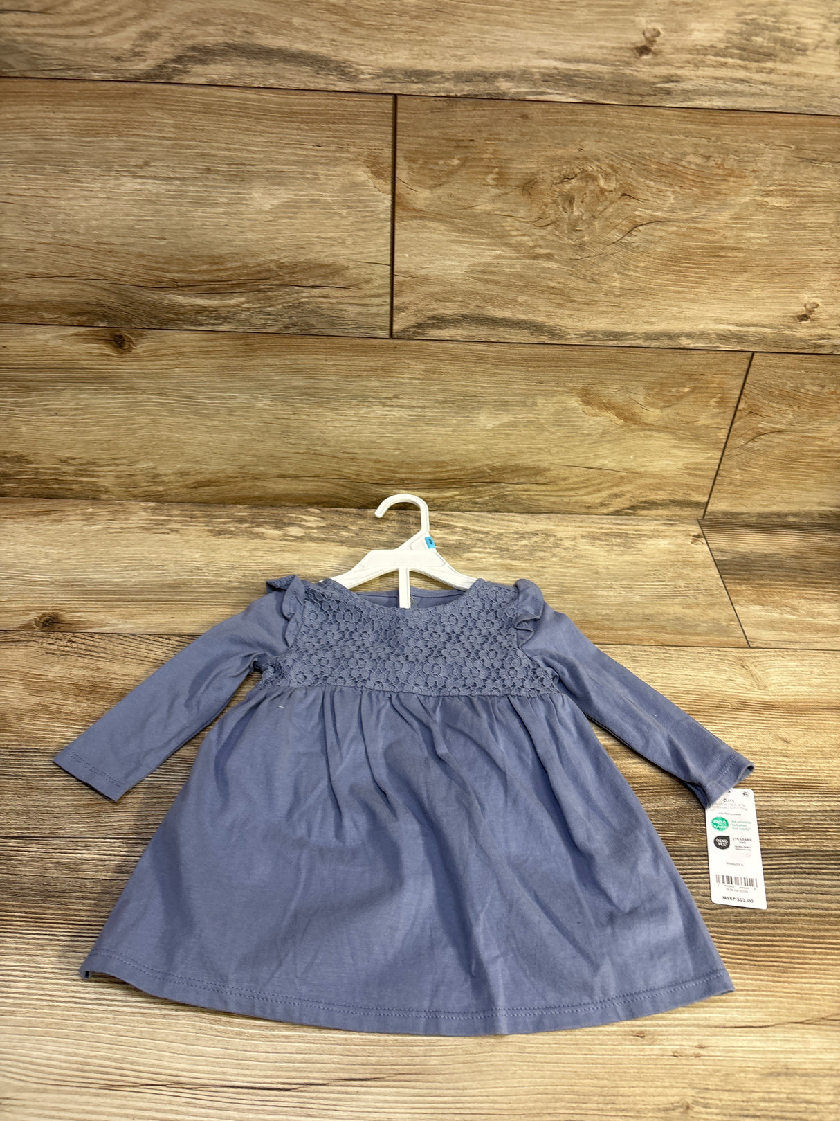 NEW Carter's 2pc Lace Long Sleeve Dress & Bloomers Set Blue sz 6m