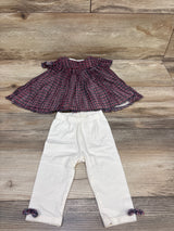 First Impressions 2pc Plaid Dress & Leggings Set Red sz 0-3m