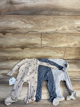 NEW Cloud Island 3pk Moons Sleep N' Plays sz 6-9m