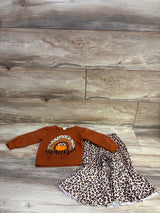 Springcmy 2pc Thankful Sweatshirt & Flare Leopard Pants Brown sz 9-12m