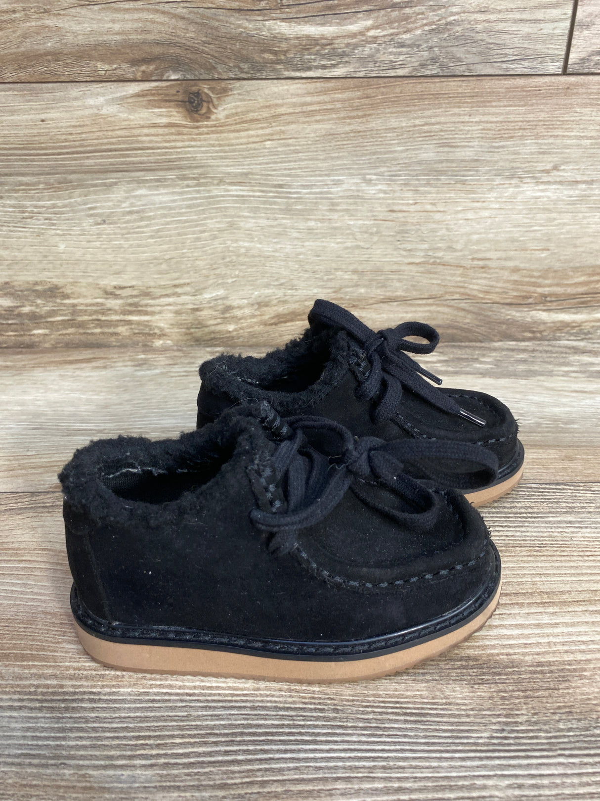Baby Gap Vegan Suede Sherpa-Lined Loafers Black sz 7c
