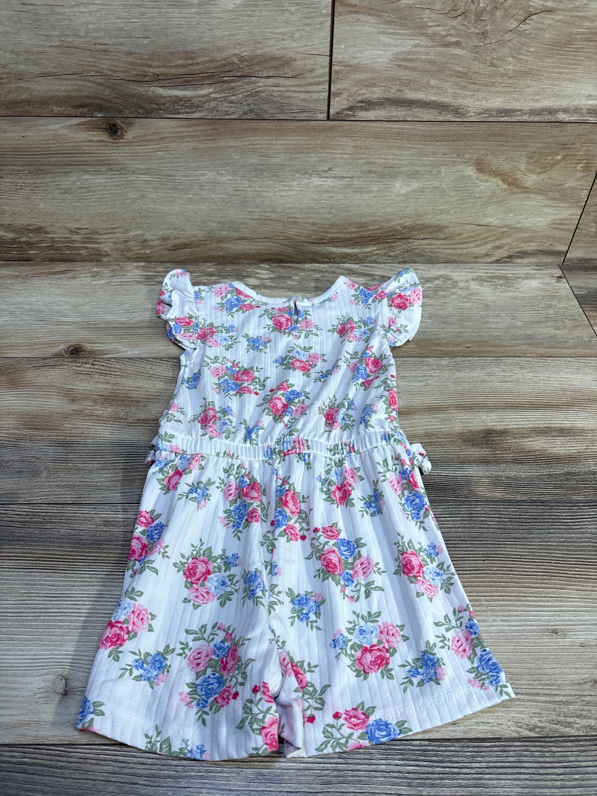 Little Lass Floral Ribbed Shortie Romper White sz 3T