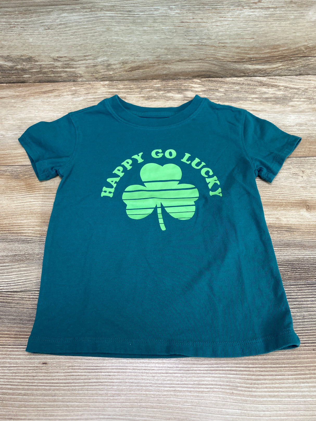 Cat & Jack Happy Go Lucky Shirt Green sz 3T