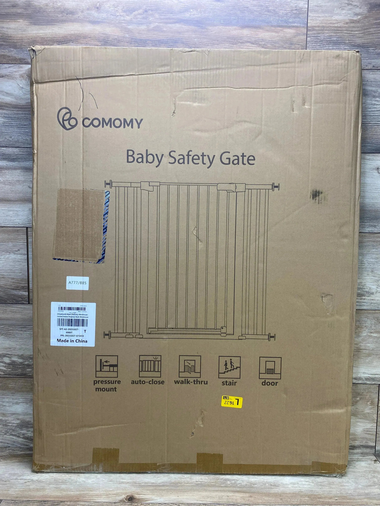 COMOMY 36" Extra Tall Baby Gate, 29.5" to 48.8" White