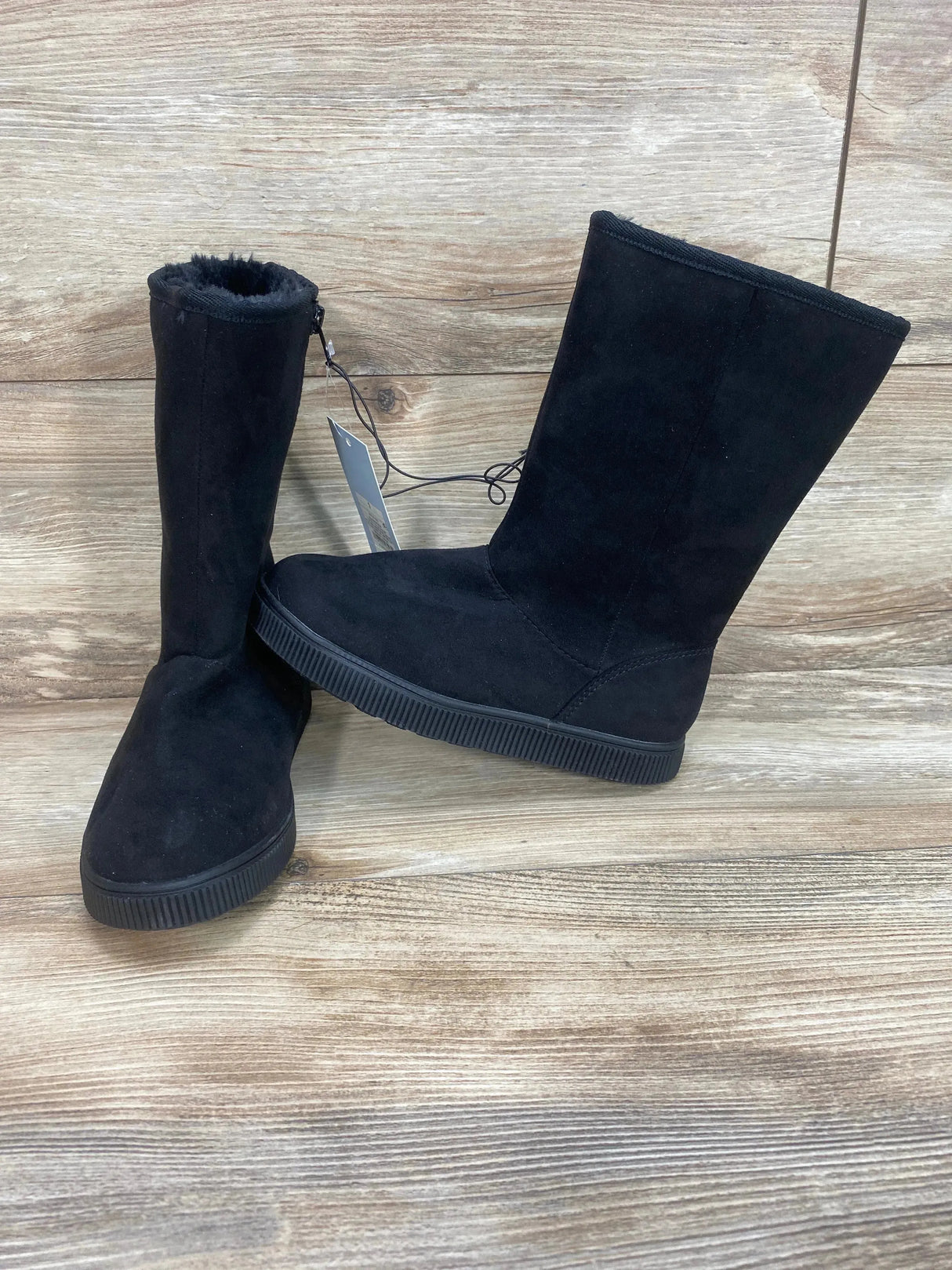 NEW Cat & Jack Natalia Tall Shearling Style Boots Black sz 1Y