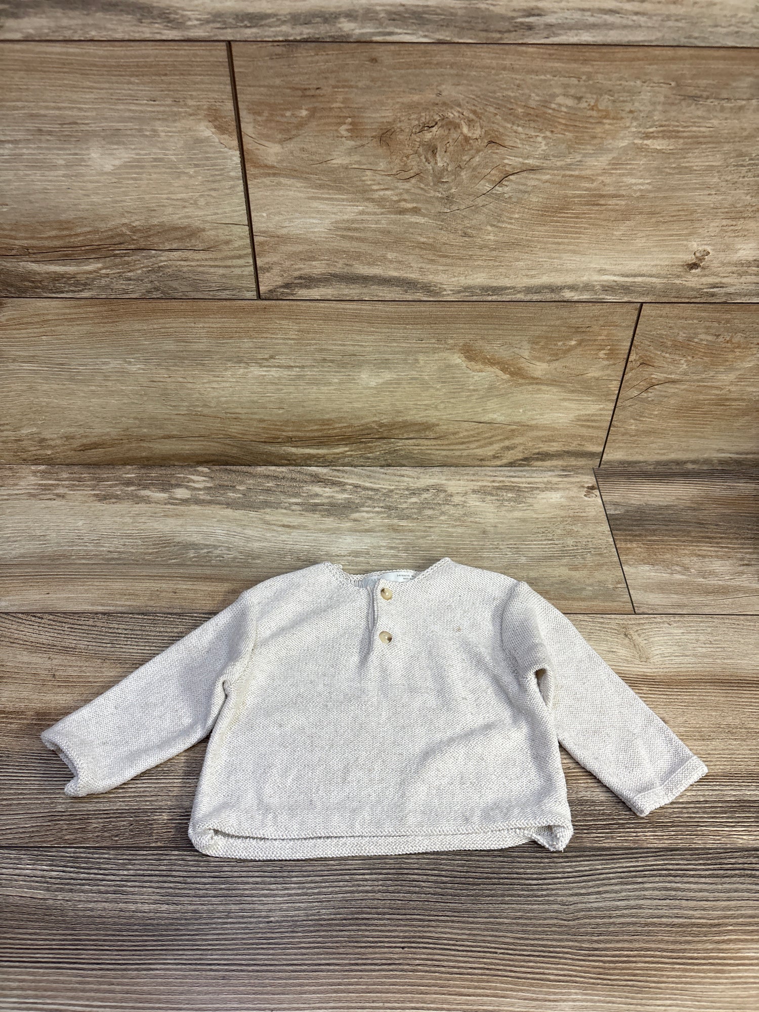 Zara Knit Henley Shirt Ivory sz 3-6m