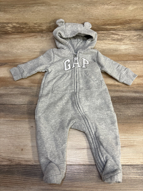 Baby Gap Hooded Logo Coverall Grey sz 0-3m - Me n Mommy To Be