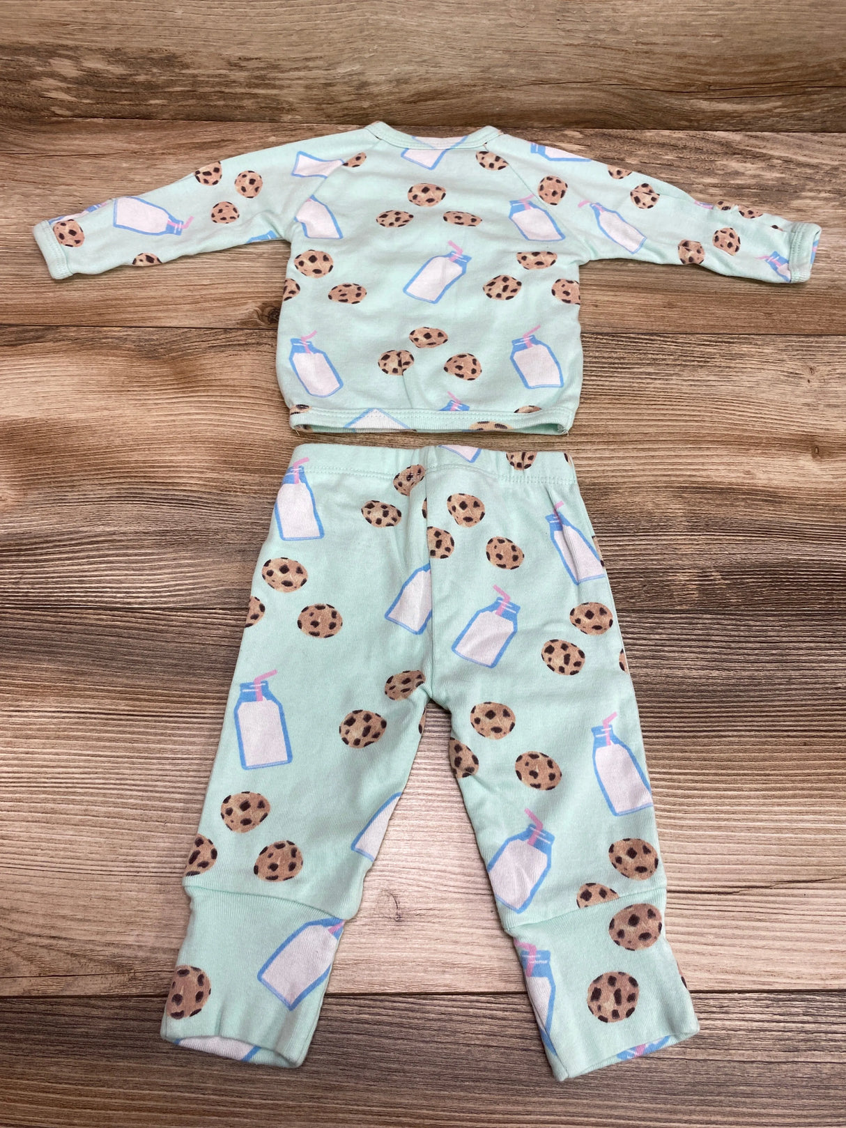 Monica + Andy 2pc Cookies & Milk Kimono Shirt & Pants Mint sz 0-3m