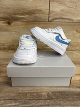 Nike Force 1 Low EasyOn TD 'White Blue Beyond' Sneakers sz 4c