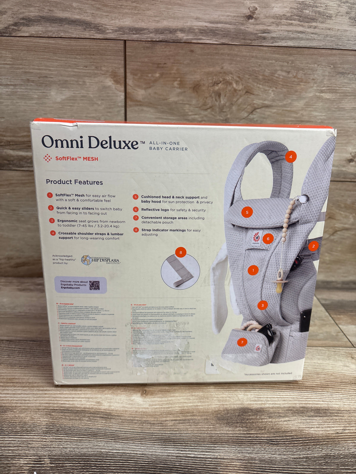 NEW Ergobaby Omni Deluxe Mesh All-in-One Baby Carrier in Pearl Grey 7-45lbs