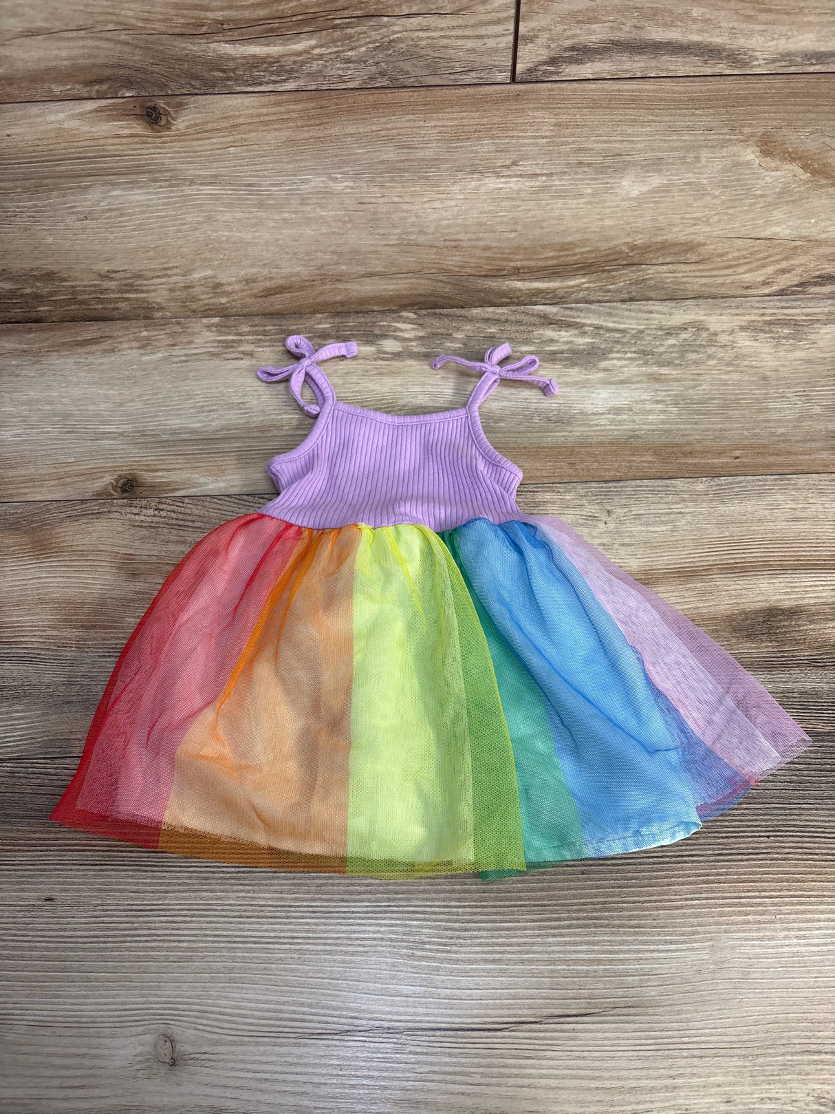 Cat & Jack Ribbed Rainbow Tulle Dress Purple sz 12m