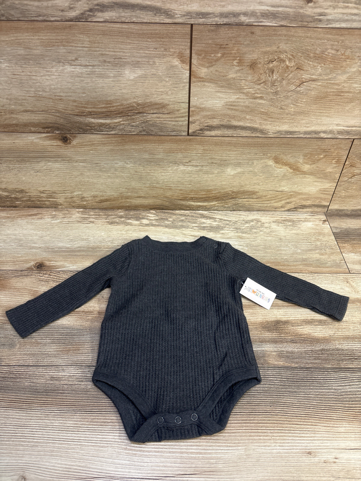 NEW Garanimals Waffle Knit Long Sleeve Bodysuit Grey sz 6-9m