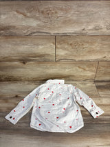 Cat & Jack Heart Print Button Up Shirt White sz 2T