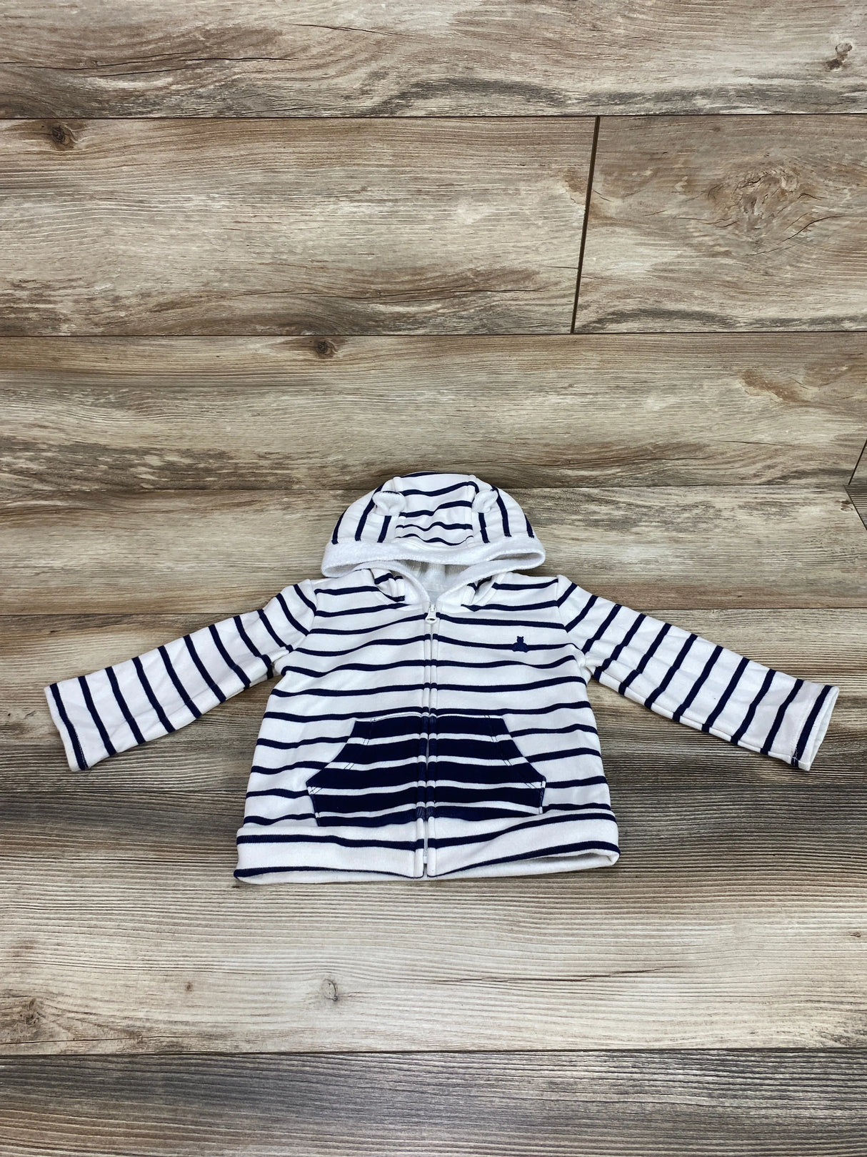 Baby Gap Striped Full Zip Hoodie White sz 12-18m