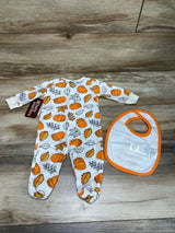 NEW Baby Starters 2pc Cutest Pumpkin Sleeper & Bib White sz 3m - Me n Mommy To Be