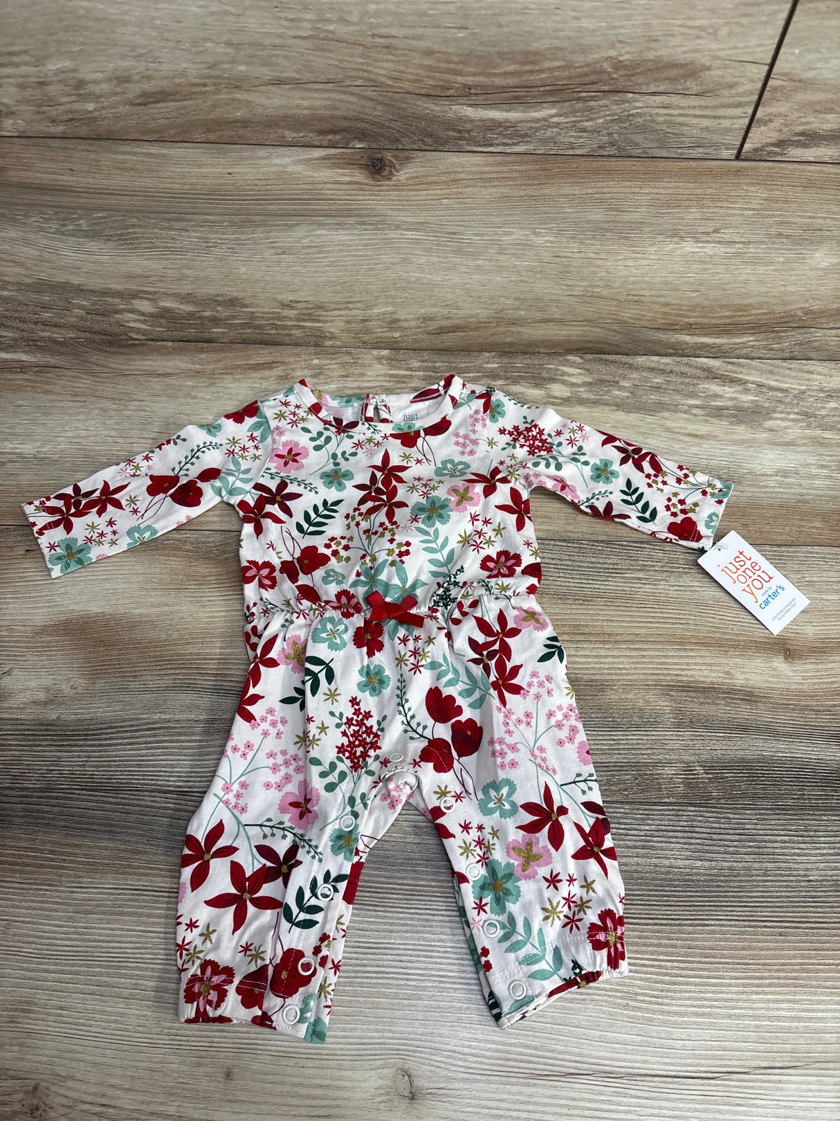 NEW Just One You Floral Bow Coverall White sz 3m