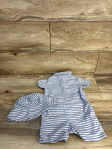 Wrangler Striped Romper & Hat 2pc Set Blue sz 9m