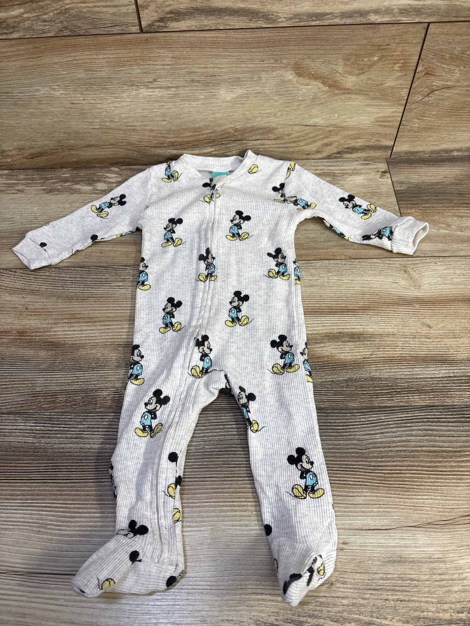 Disney Baby Ribbed Mickey Mouse Ribbed Sleeper Oatmeal sz 3-6m