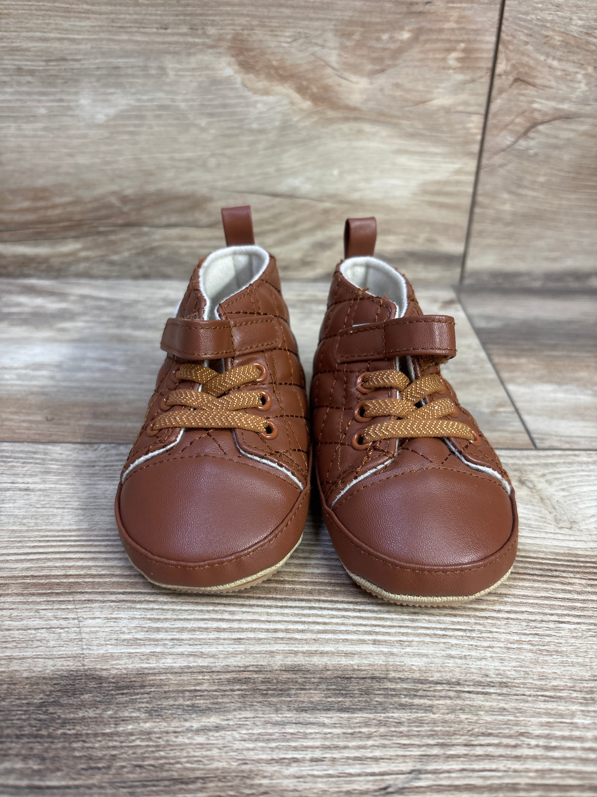 Faux Leather Crib Shoes Brown sz 4c