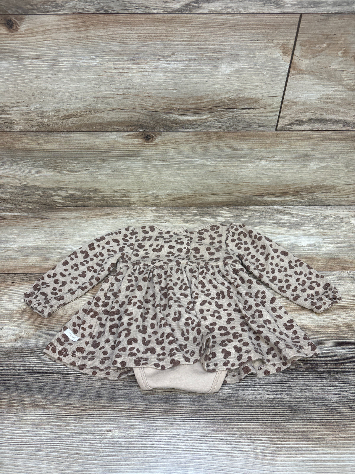 Tahari Long Sleeve Cheetah Print Knit Bodysuit Dress Beige sz 6-9m