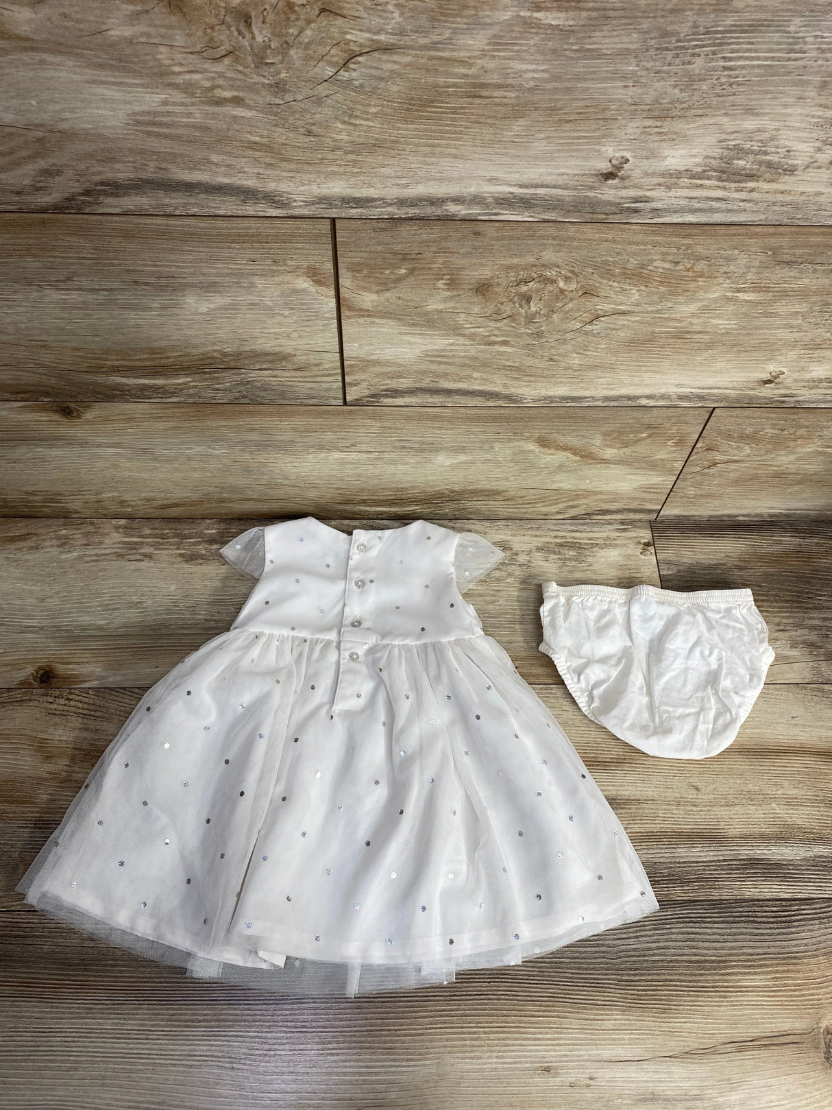 Carter's 2pc Polka Dot Tulle Dress & Bloomers Set White sz 9m