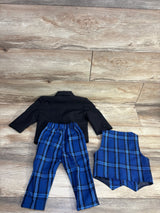 3pc Suit & Plaid Vest Set Black sz 9-12m