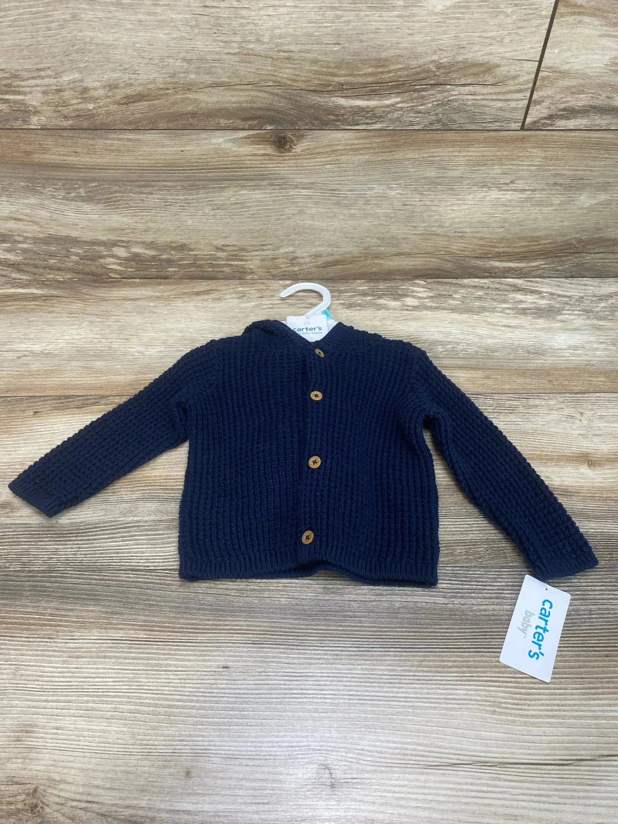 NEW Carter's Bear Hooded Knit Cardigan Navy sz 6m