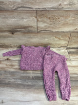 Old Navy 2pc Cable Knit Ruffle Sweater & Pants Set Purple sz 6-12m