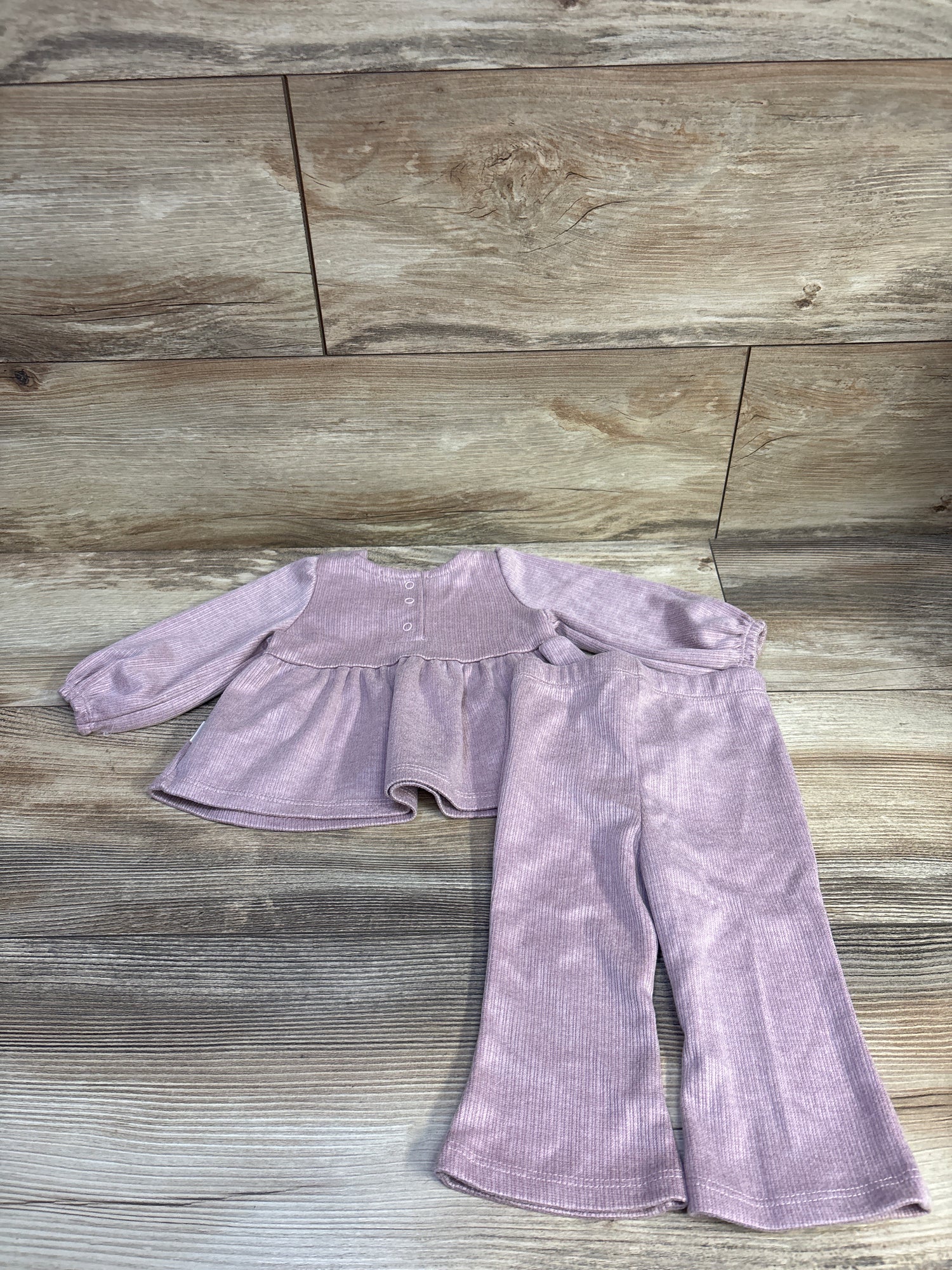 Tahari 2pc Long Sleeve Peplum Top & Pants Set Pink sz 3-6m