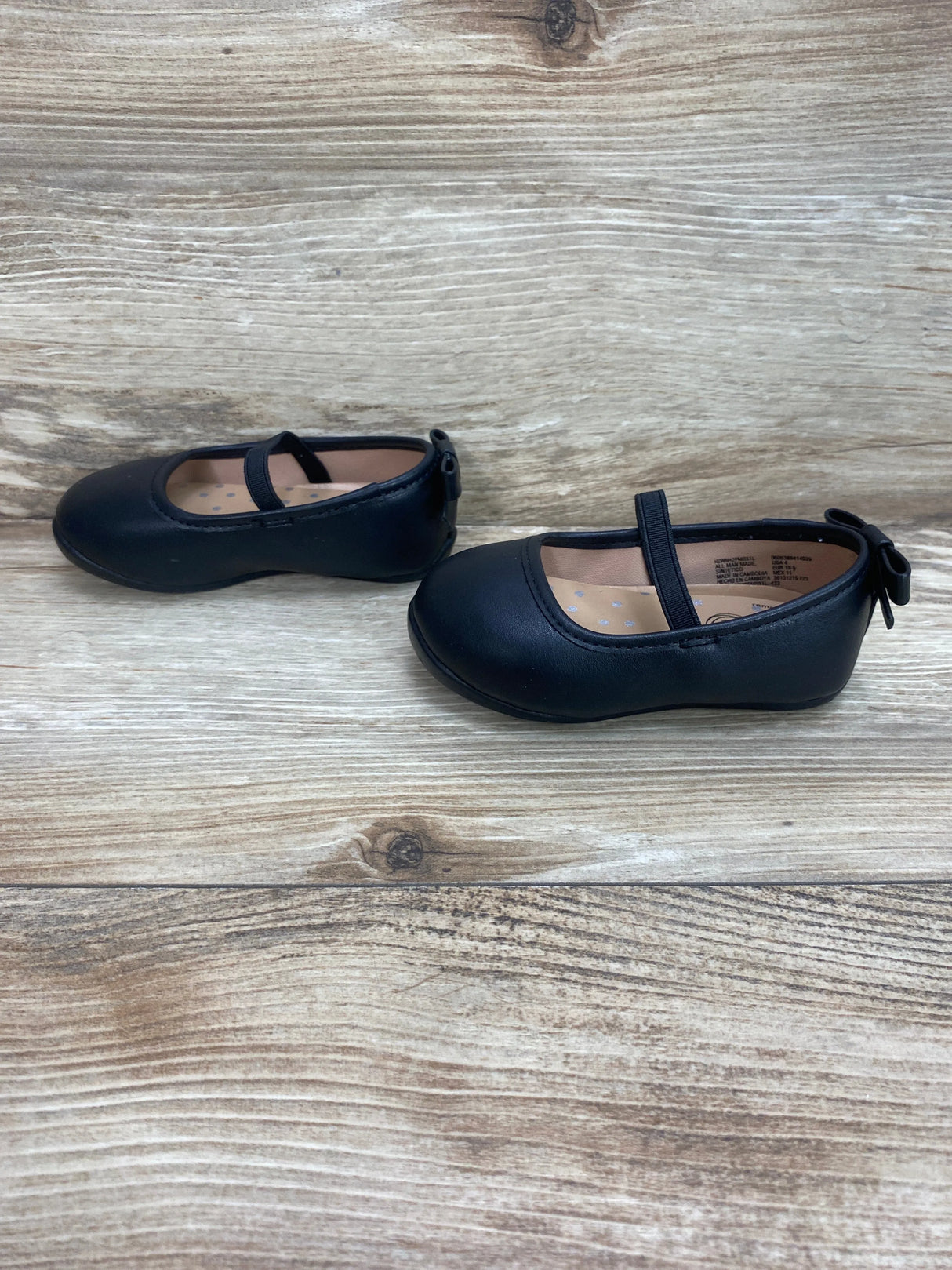 Wonder Nation Bow Ballet Flats Black Sz 4c