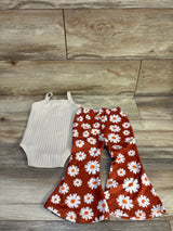PatPat 2pc Henley Bodysuit & Floral Pants Set Beige sz 9-12m