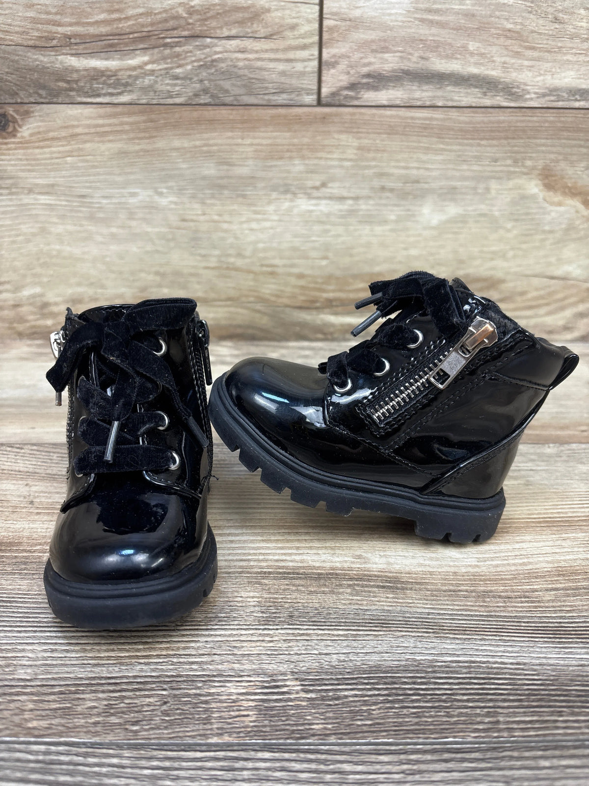 Wonder Nation Leather Combat Boots Black sz 4c
