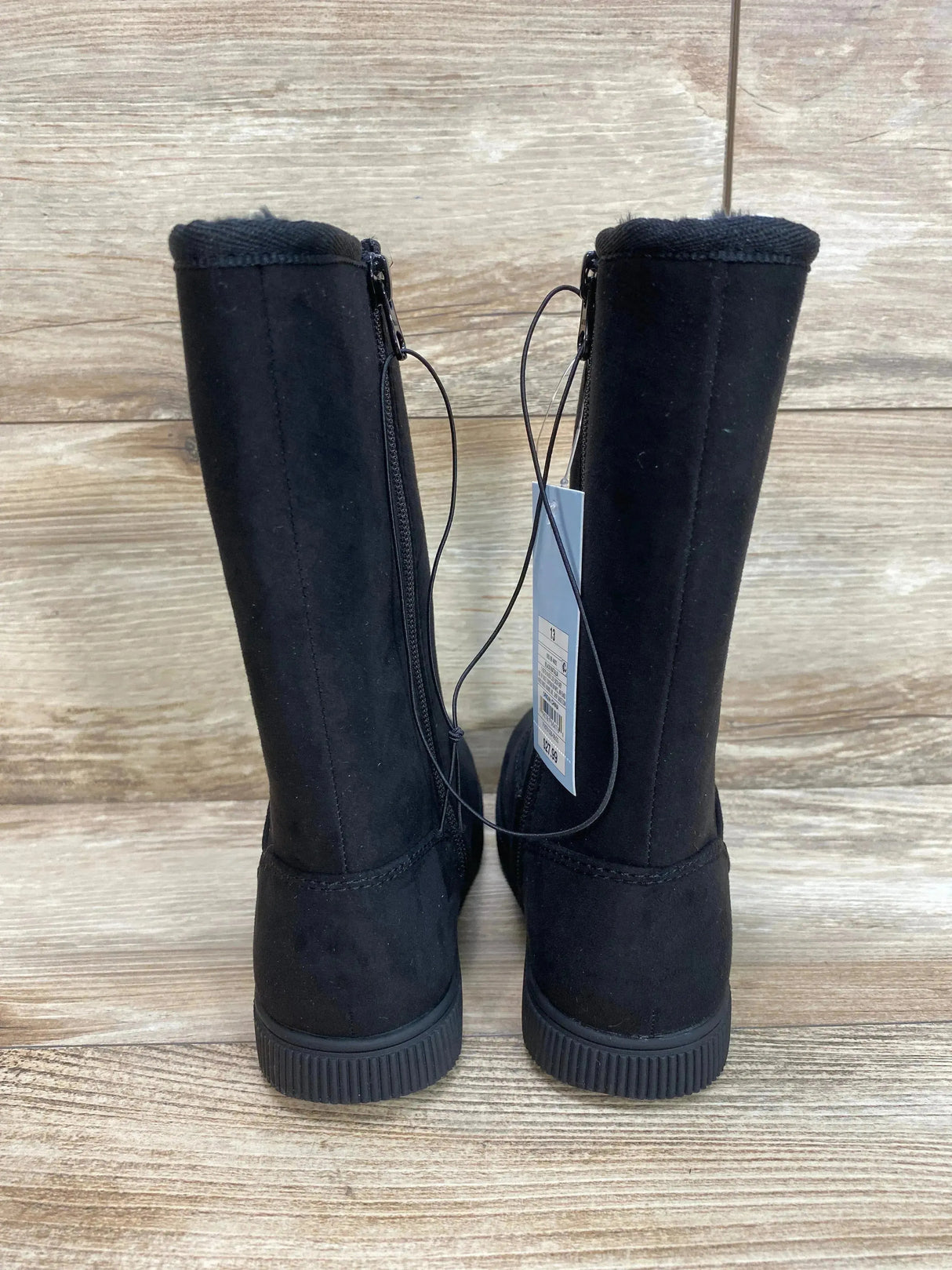 NEW Cat & Jack Natalia Tall Shearling Style Boots Black sz 13c