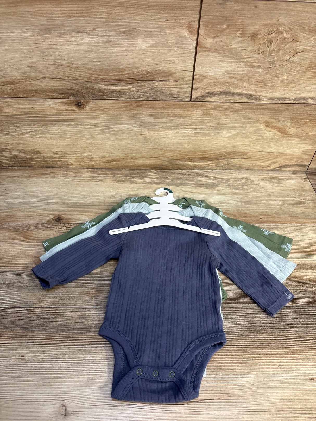 NEW Cloud Island 3pk Long Sleeve Bodysuits Blue sz 0-3m